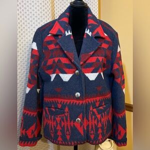 Wooded River Vintage Tribal Patterned  Blazer Made in USA